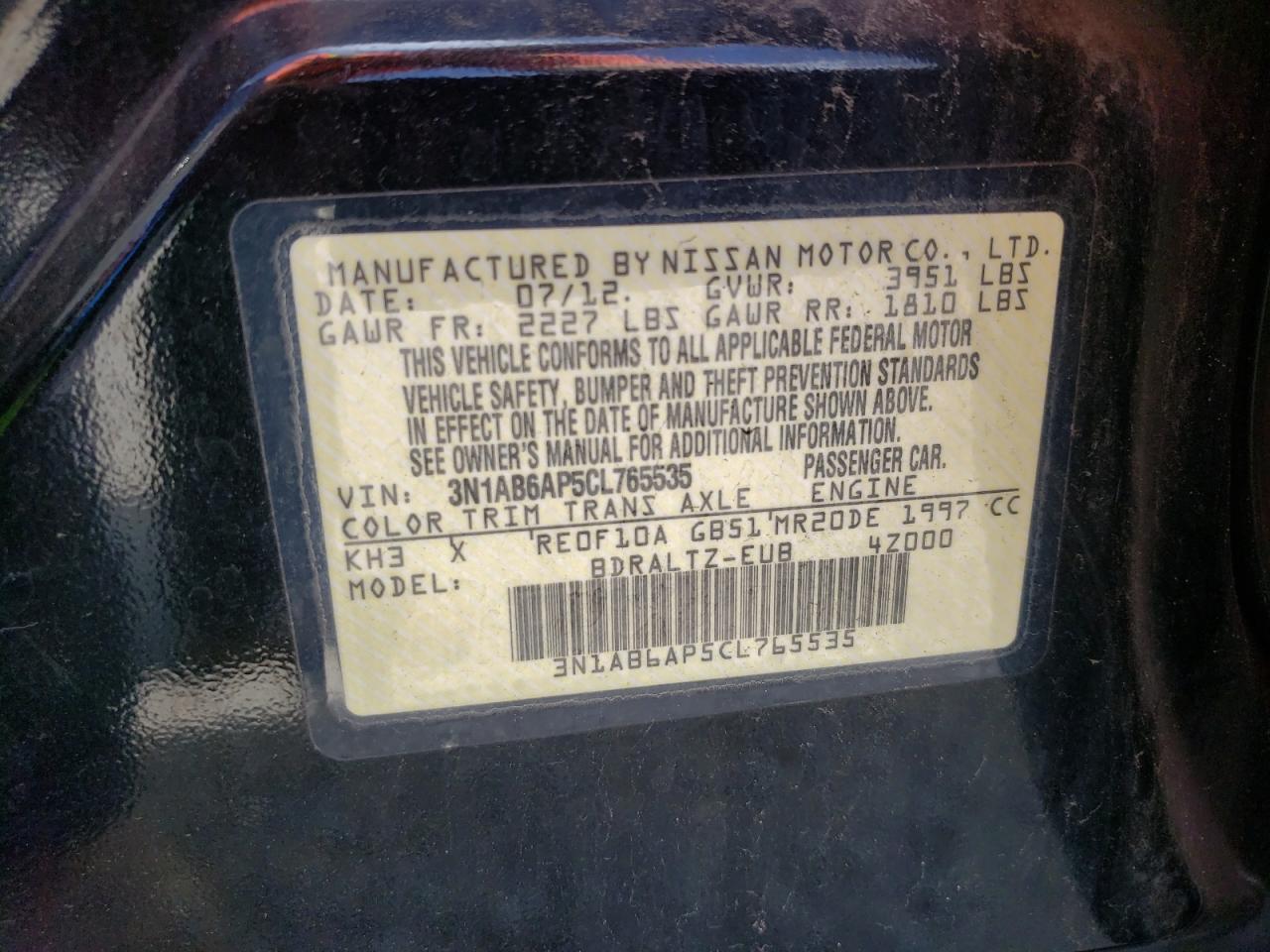 Photo 12 VIN: 3N1AB6AP5CL765535 - NISSAN SENTRA 