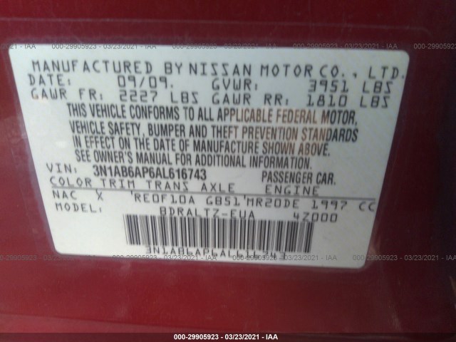 Photo 8 VIN: 3N1AB6AP6AL616743 - NISSAN SENTRA 