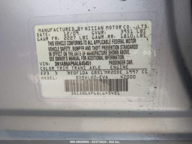 Photo 8 VIN: 3N1AB6AP6AL645451 - NISSAN SENTRA 