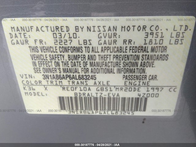 Photo 8 VIN: 3N1AB6AP6AL683245 - NISSAN SENTRA 