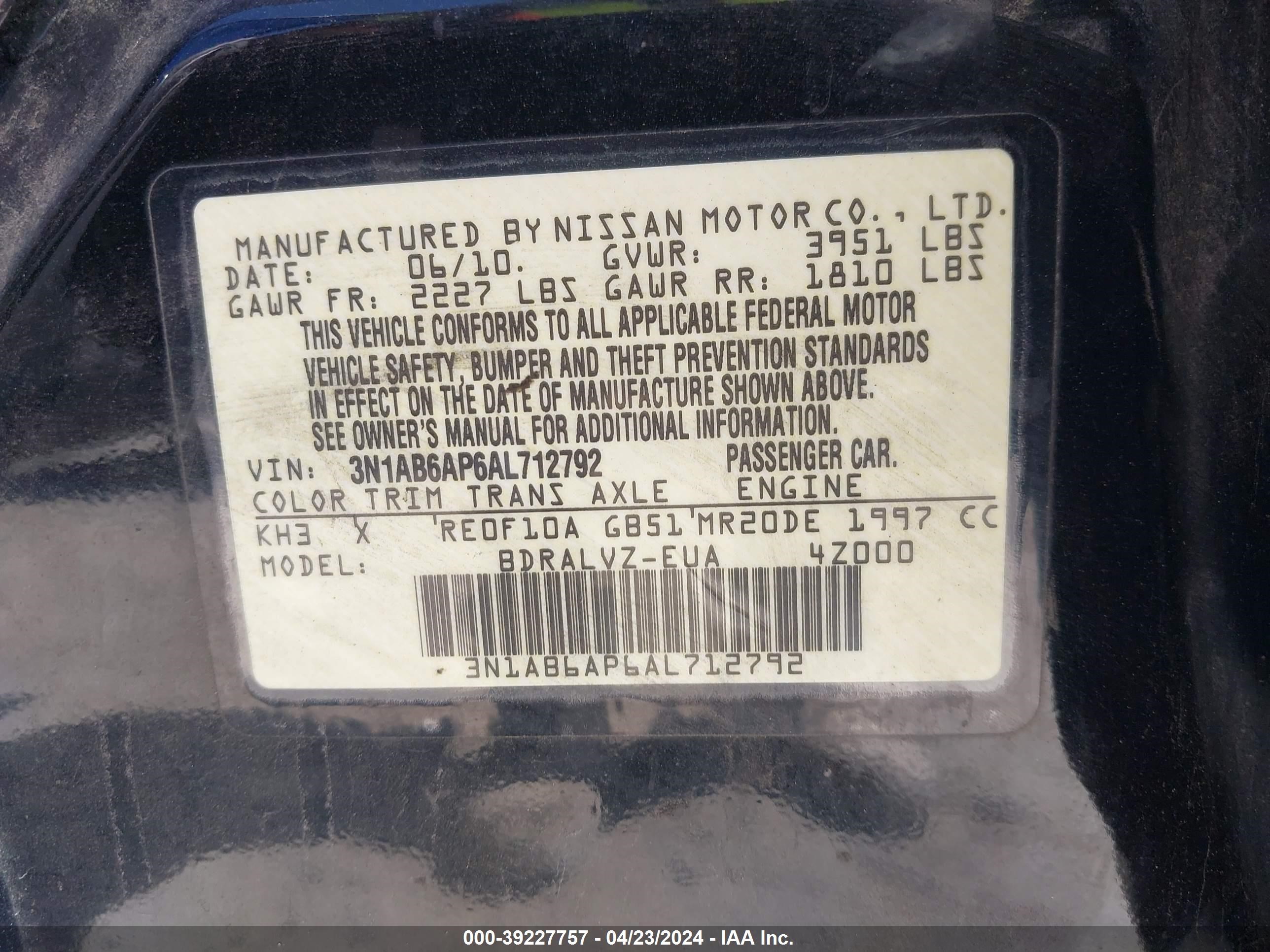 Photo 8 VIN: 3N1AB6AP6AL712792 - NISSAN SENTRA 