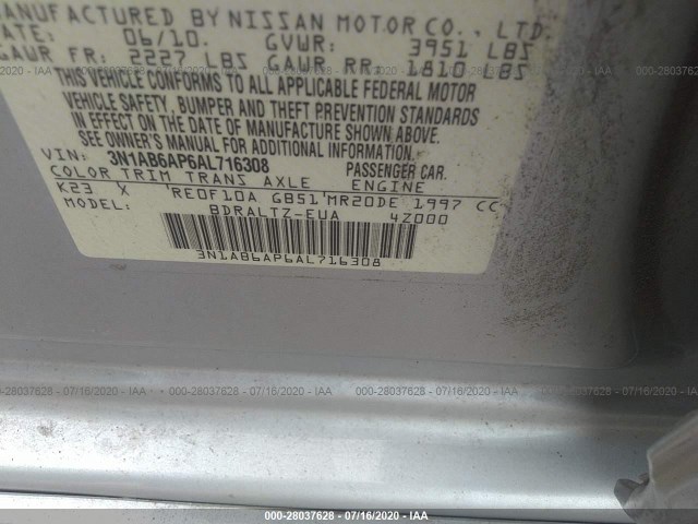 Photo 8 VIN: 3N1AB6AP6AL716308 - NISSAN SENTRA 