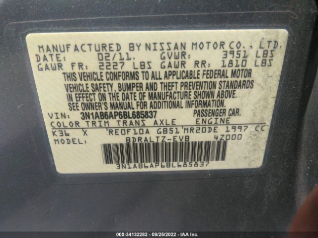 Photo 8 VIN: 3N1AB6AP6BL685837 - NISSAN SENTRA 