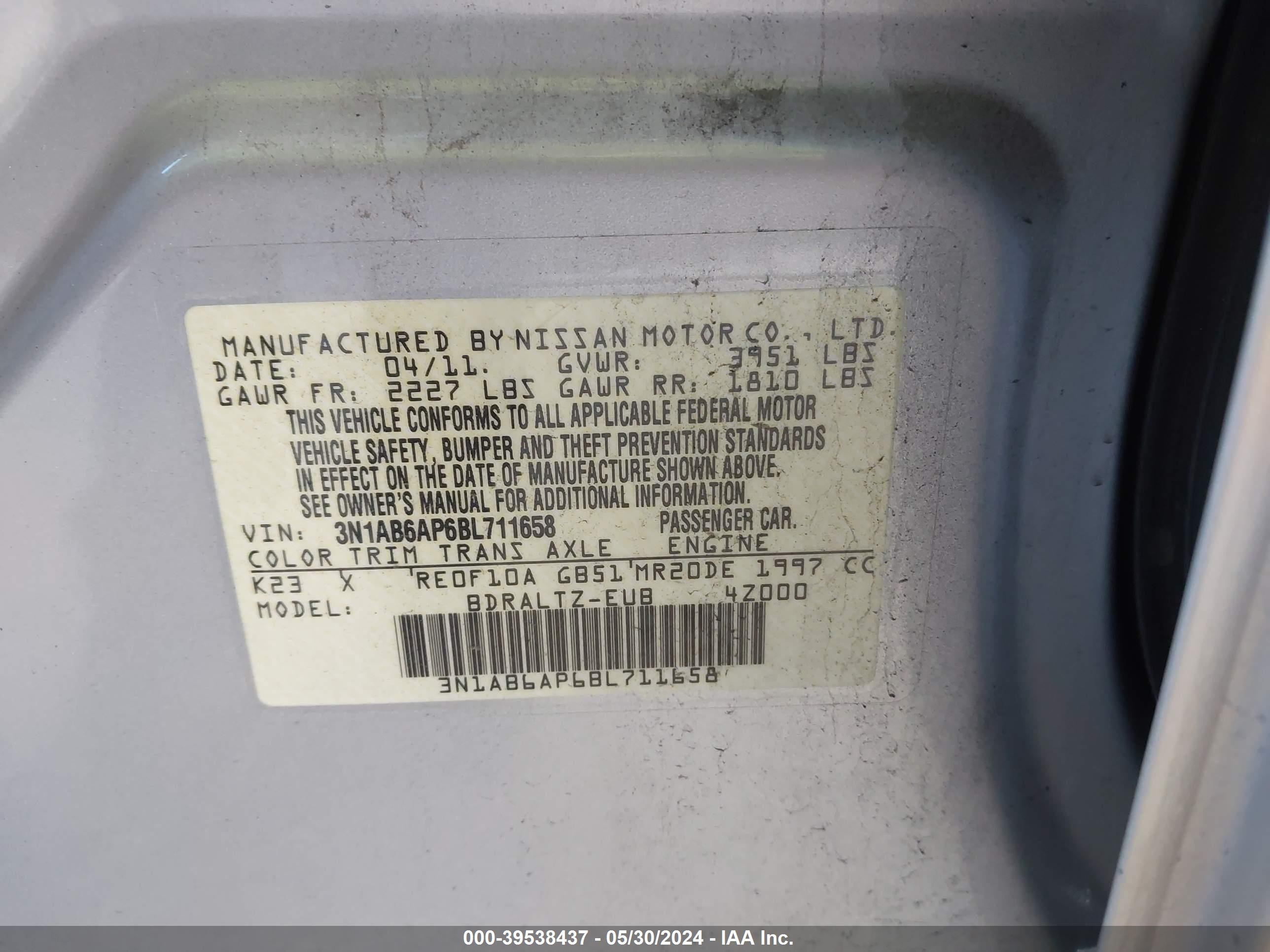 Photo 8 VIN: 3N1AB6AP6BL711658 - NISSAN SENTRA 