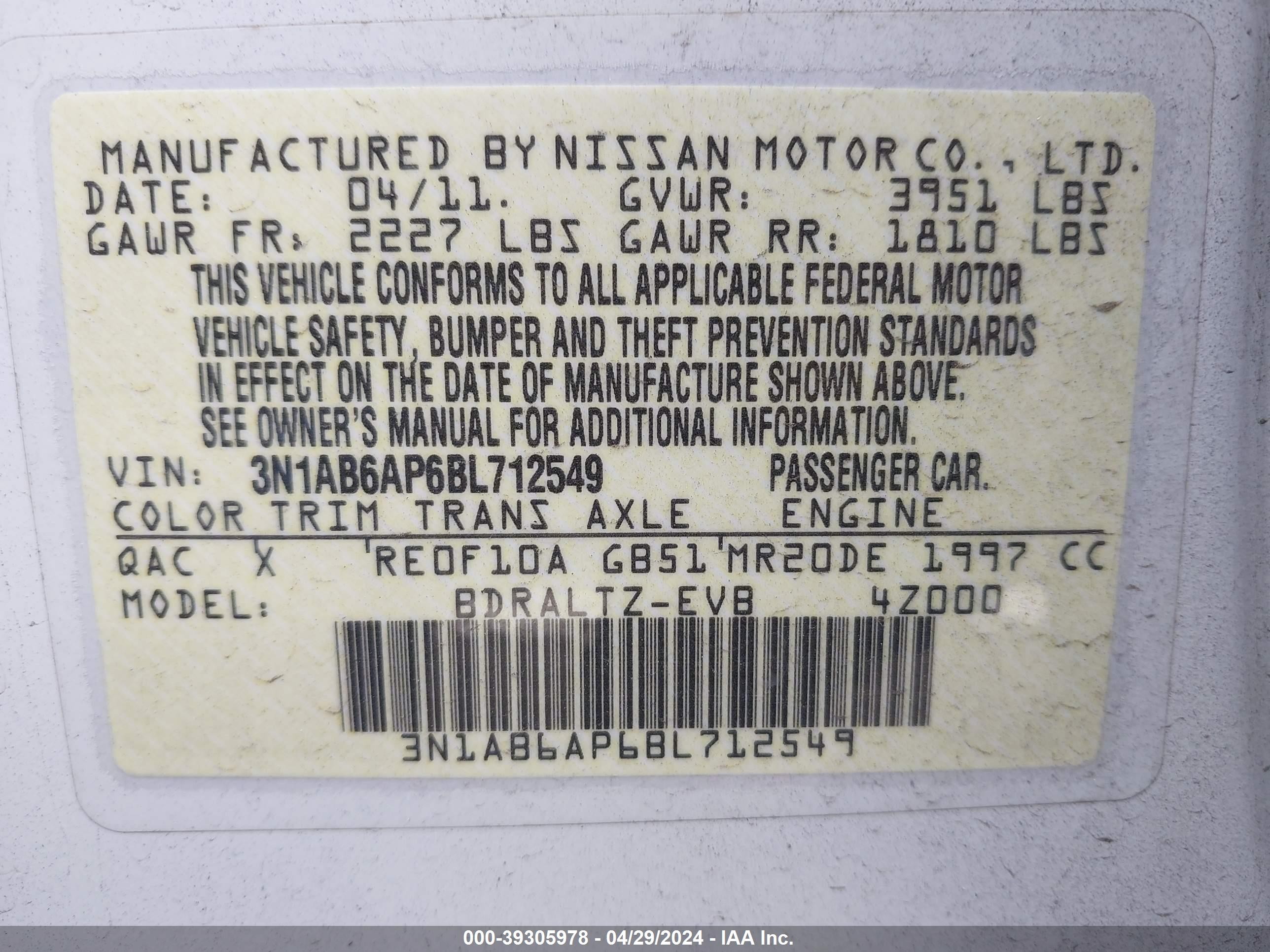 Photo 8 VIN: 3N1AB6AP6BL712549 - NISSAN SENTRA 