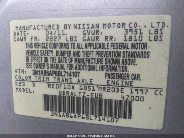 Photo 8 VIN: 3N1AB6AP6BL714107 - NISSAN SENTRA 