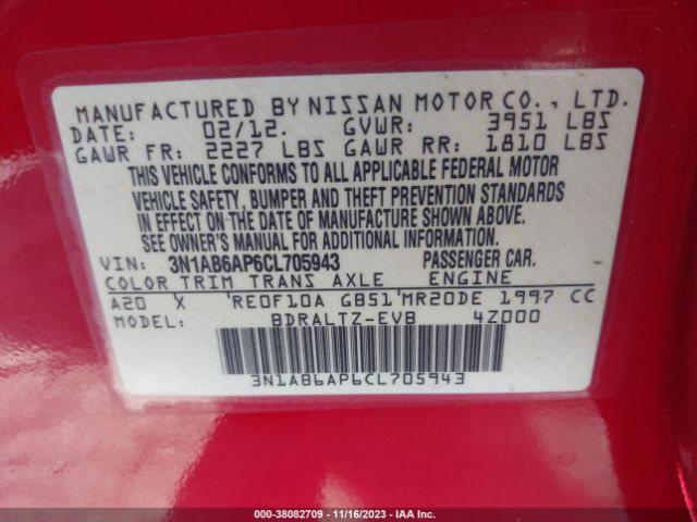 Photo 8 VIN: 3N1AB6AP6CL705943 - NISSAN SENTRA 