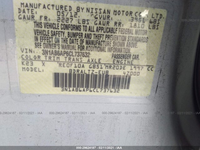 Photo 8 VIN: 3N1AB6AP6CL737632 - NISSAN SENTRA 