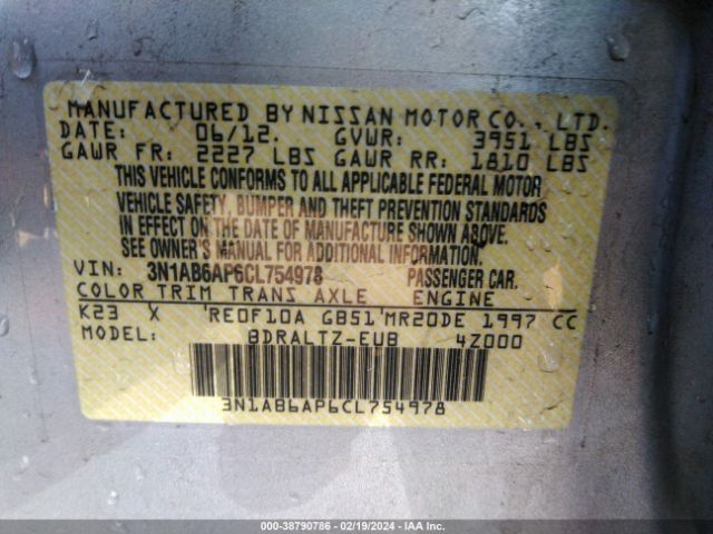 Photo 8 VIN: 3N1AB6AP6CL754978 - NISSAN SENTRA 