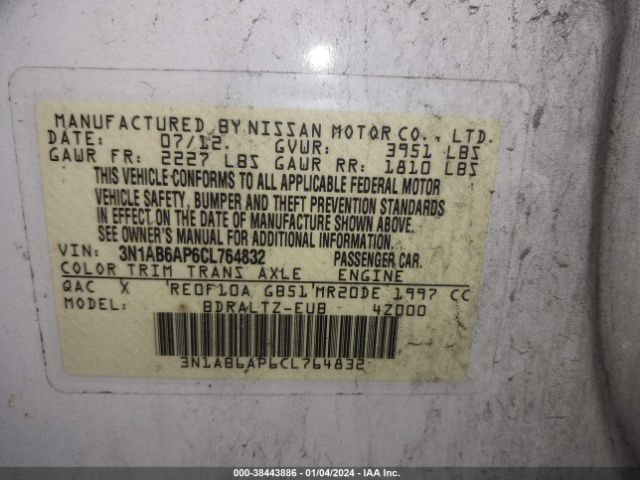 Photo 8 VIN: 3N1AB6AP6CL764832 - NISSAN SENTRA 