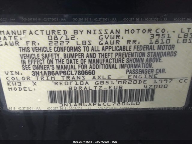 Photo 8 VIN: 3N1AB6AP6CL780660 - NISSAN SENTRA 