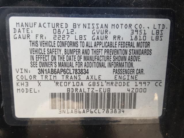 Photo 9 VIN: 3N1AB6AP6CL783834 - NISSAN SENTRA 2.0 