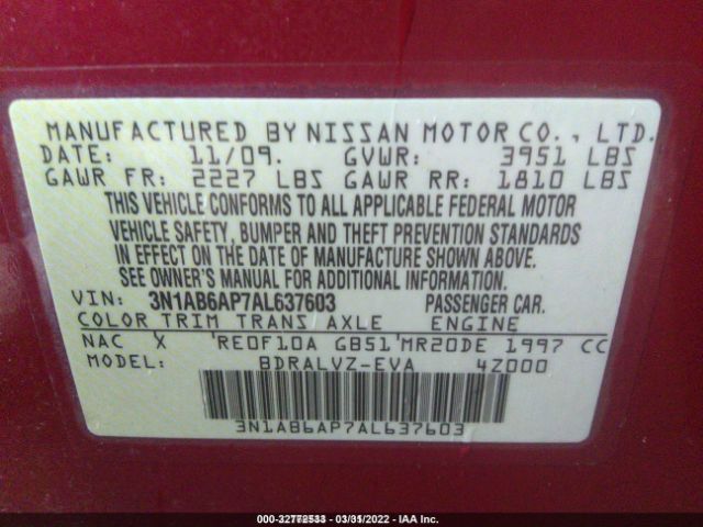 Photo 8 VIN: 3N1AB6AP7AL637603 - NISSAN SENTRA 