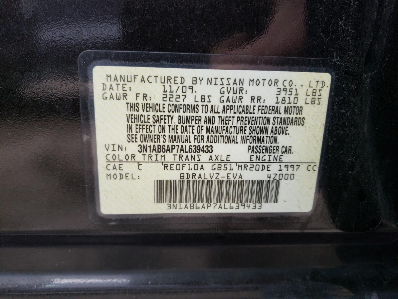 Photo 11 VIN: 3N1AB6AP7AL639433 - NISSAN SENTRA 