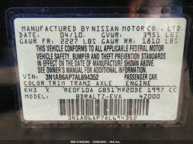 Photo 8 VIN: 3N1AB6AP7AL694352 - NISSAN SENTRA 