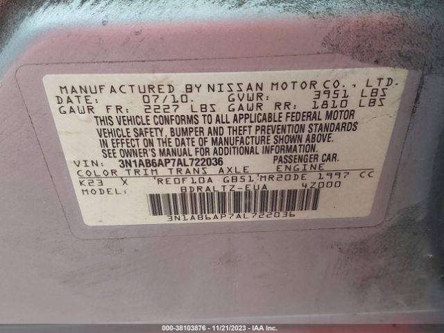 Photo 8 VIN: 3N1AB6AP7AL722036 - NISSAN SENTRA 