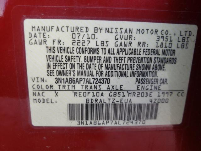 Photo 9 VIN: 3N1AB6AP7AL724370 - NISSAN SENTRA 2.0 