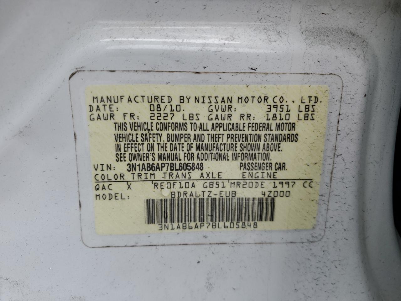 Photo 11 VIN: 3N1AB6AP7BL605848 - NISSAN SENTRA 