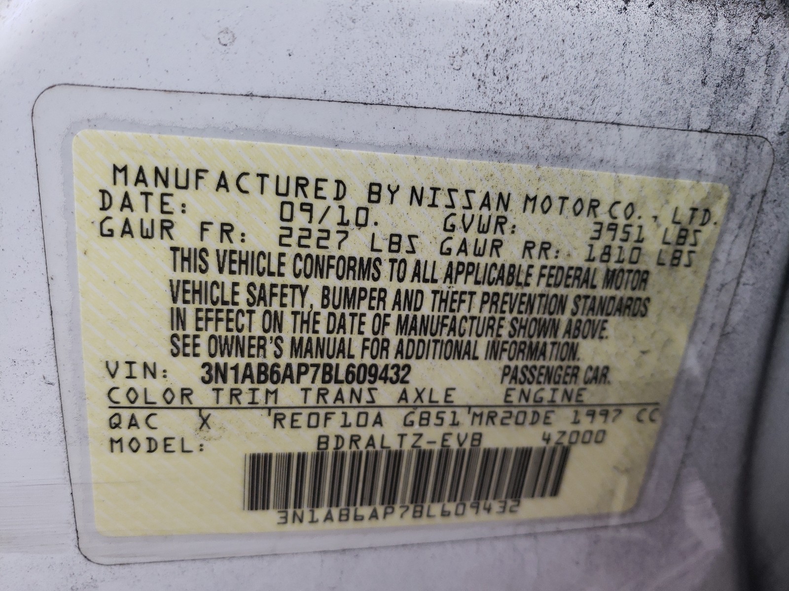 Photo 9 VIN: 3N1AB6AP7BL609432 - NISSAN SENTRA 2.0 