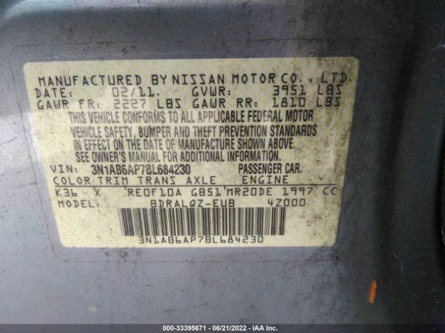 Photo 8 VIN: 3N1AB6AP7BL684230 - NISSAN SENTRA 