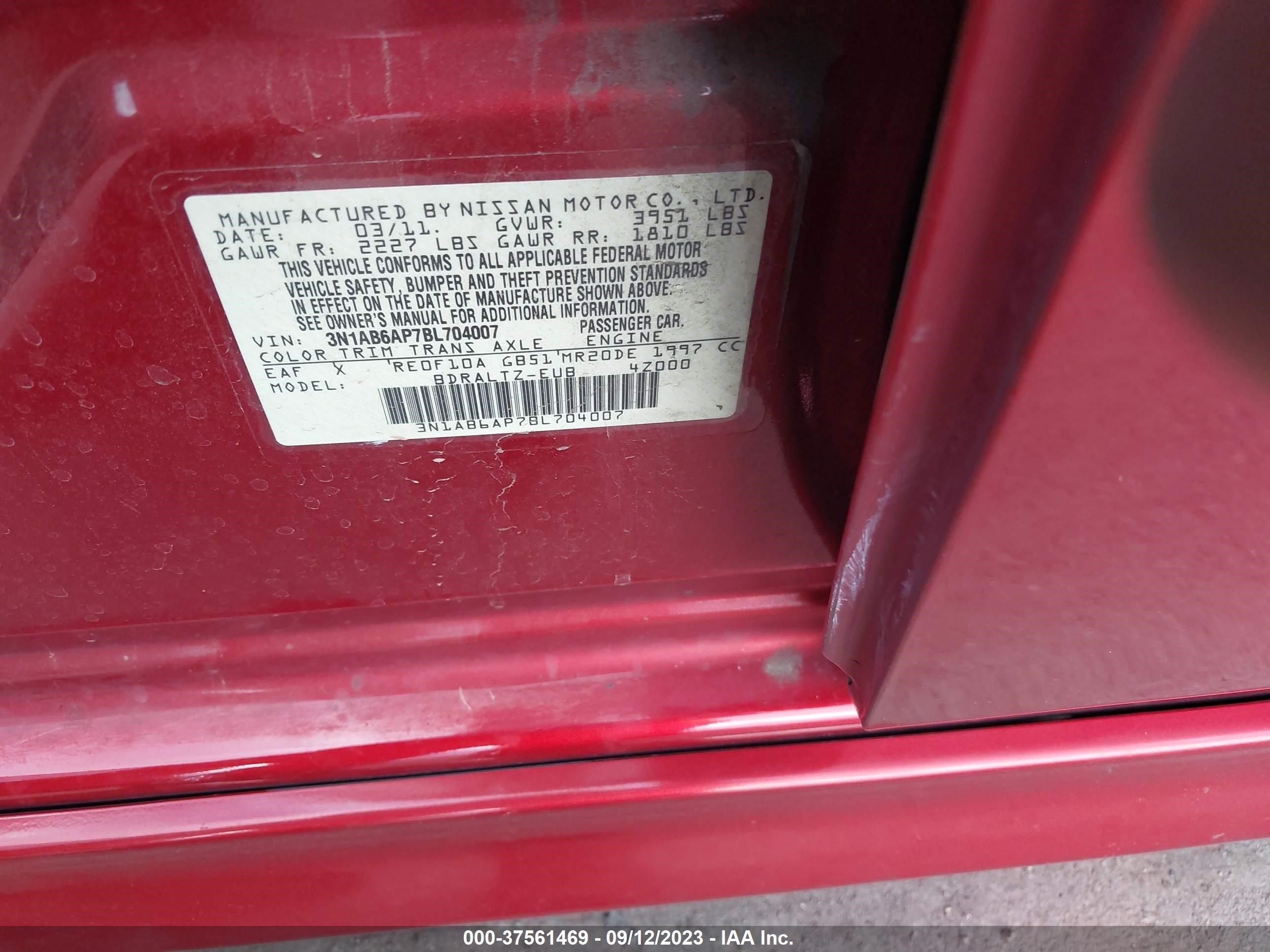 Photo 8 VIN: 3N1AB6AP7BL704007 - NISSAN SENTRA 