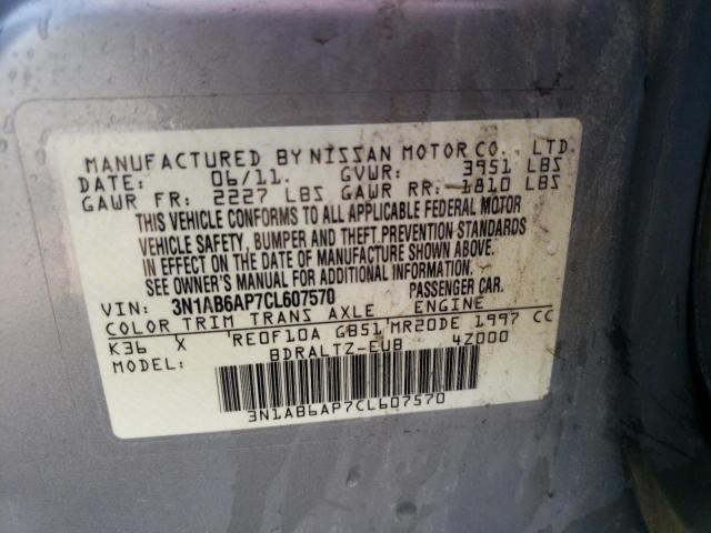 Photo 12 VIN: 3N1AB6AP7CL607570 - NISSAN SENTRA 