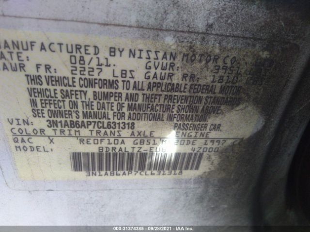 Photo 8 VIN: 3N1AB6AP7CL631318 - NISSAN SENTRA 