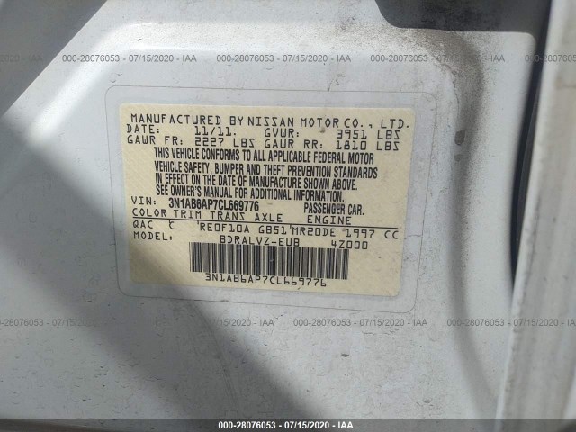 Photo 8 VIN: 3N1AB6AP7CL669776 - NISSAN SENTRA 