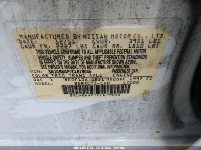 Photo 8 VIN: 3N1AB6AP7CL679045 - NISSAN SENTRA 