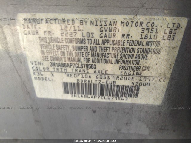 Photo 8 VIN: 3N1AB6AP7CL679563 - NISSAN SENTRA 