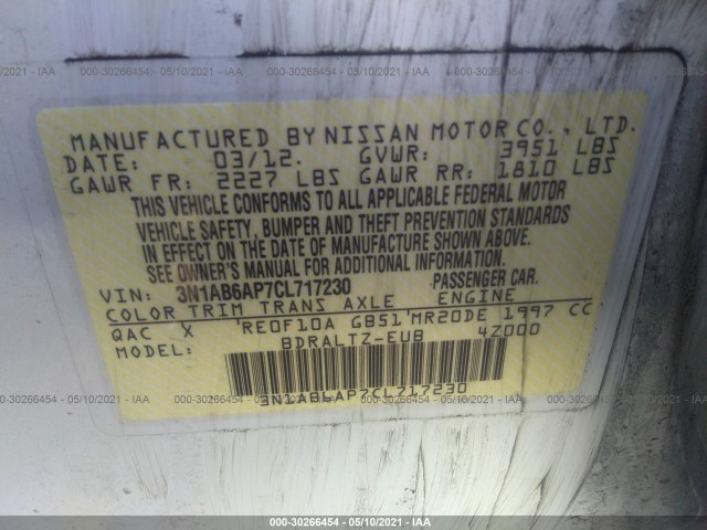 Photo 8 VIN: 3N1AB6AP7CL717230 - NISSAN SENTRA 