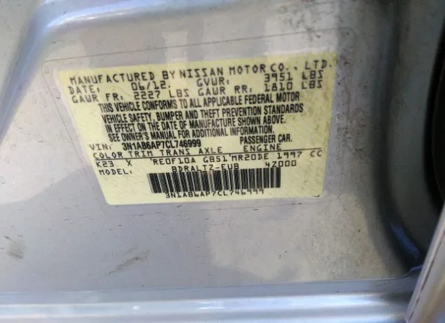 Photo 8 VIN: 3N1AB6AP7CL746999 - NISSAN SENTRA 