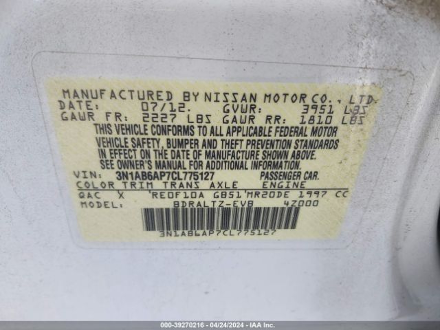 Photo 8 VIN: 3N1AB6AP7CL775127 - NISSAN SENTRA 