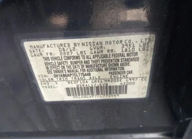 Photo 8 VIN: 3N1AB6AP7CL775449 - NISSAN SENTRA 