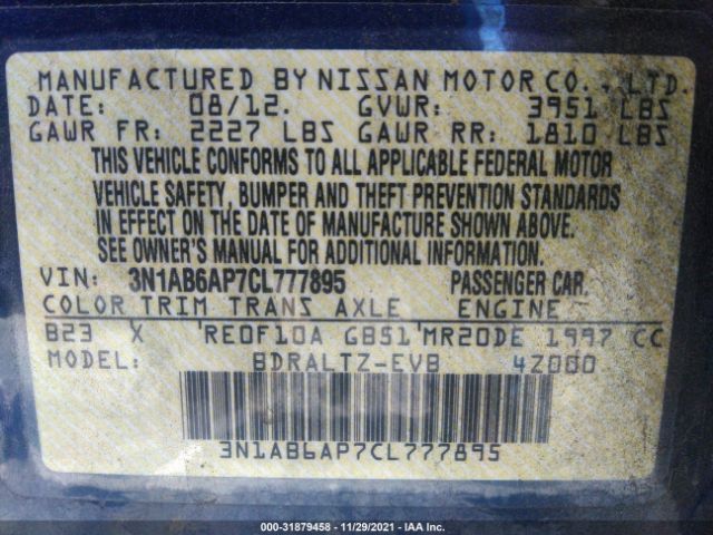 Photo 8 VIN: 3N1AB6AP7CL777895 - NISSAN SENTRA 