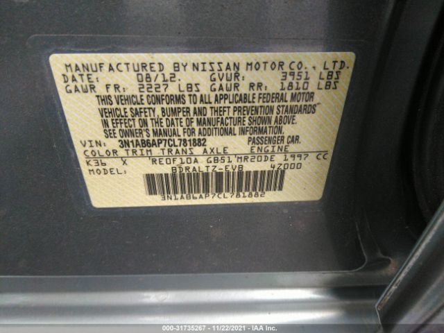 Photo 8 VIN: 3N1AB6AP7CL781882 - NISSAN SENTRA 