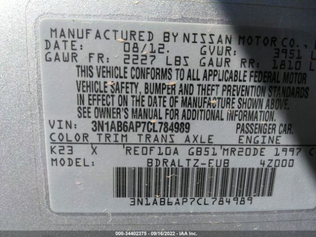 Photo 8 VIN: 3N1AB6AP7CL784989 - NISSAN SENTRA 