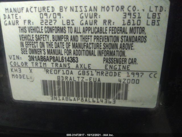 Photo 8 VIN: 3N1AB6AP8AL614363 - NISSAN SENTRA 