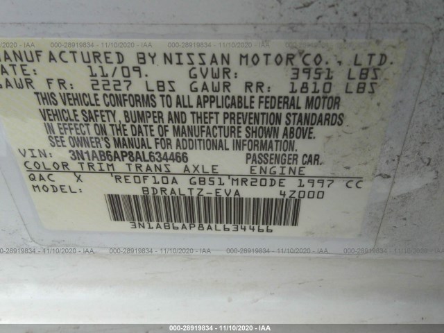 Photo 8 VIN: 3N1AB6AP8AL634466 - NISSAN SENTRA 