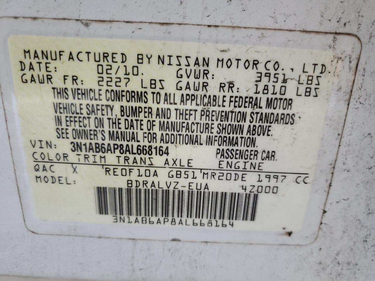 Photo 12 VIN: 3N1AB6AP8AL668164 - NISSAN SENTRA 