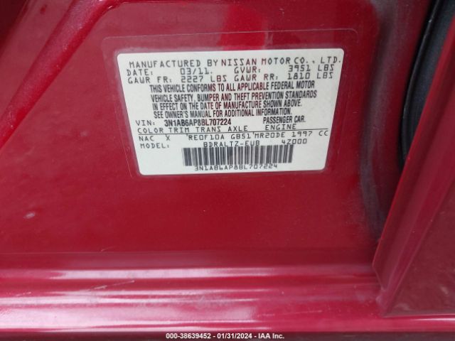 Photo 8 VIN: 3N1AB6AP8BL707224 - NISSAN SENTRA 