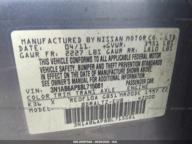 Photo 8 VIN: 3N1AB6AP8BL715081 - NISSAN SENTRA 