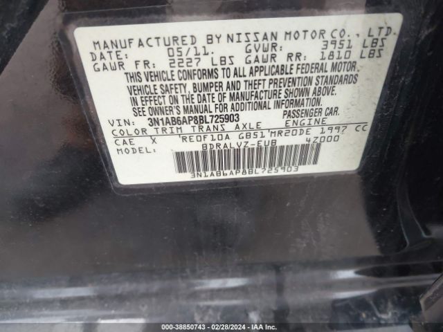 Photo 8 VIN: 3N1AB6AP8BL725903 - NISSAN SENTRA 