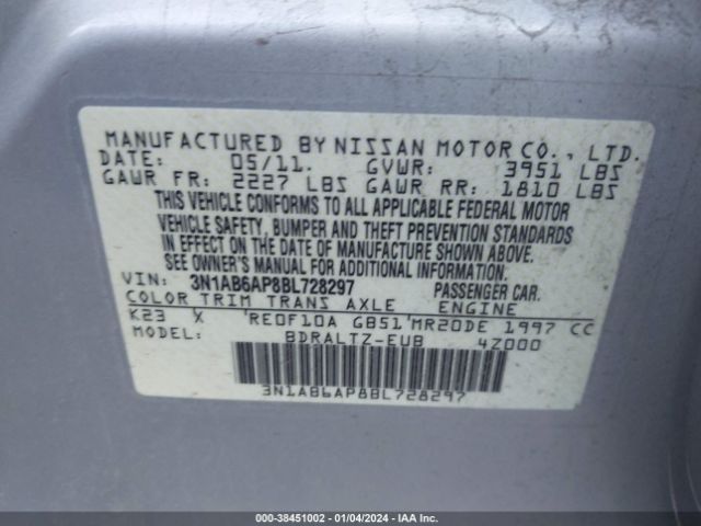 Photo 8 VIN: 3N1AB6AP8BL728297 - NISSAN SENTRA 