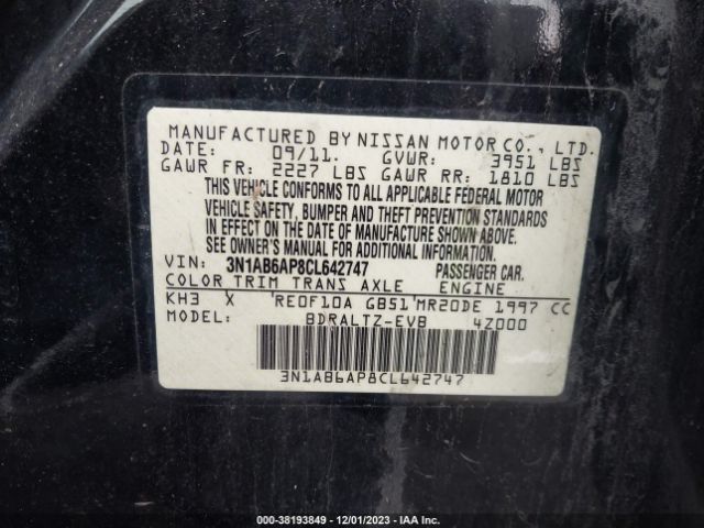 Photo 8 VIN: 3N1AB6AP8CL642747 - NISSAN SENTRA 