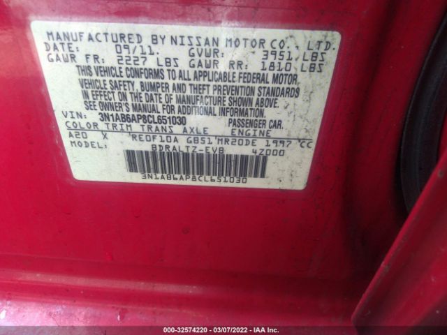 Photo 8 VIN: 3N1AB6AP8CL651030 - NISSAN SENTRA 