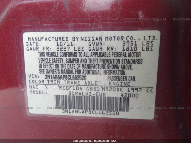 Photo 8 VIN: 3N1AB6AP8CL663520 - NISSAN SENTRA 