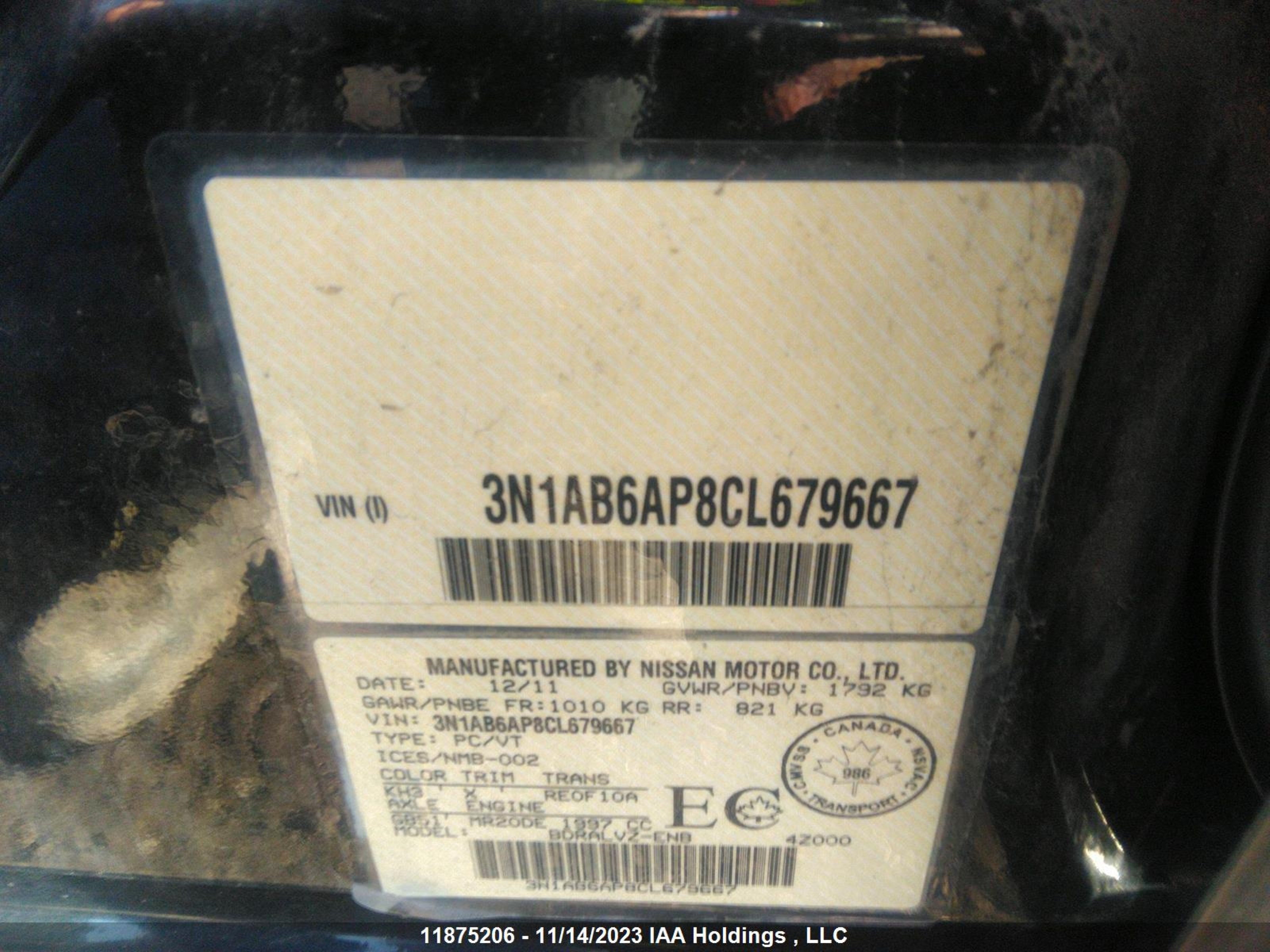 Photo 8 VIN: 3N1AB6AP8CL679667 - NISSAN SENTRA 