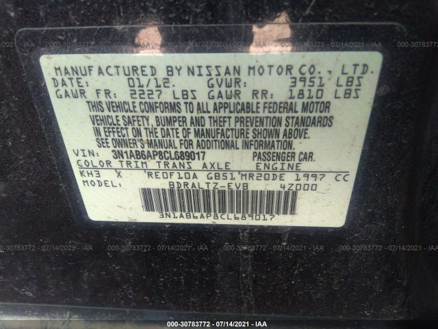 Photo 8 VIN: 3N1AB6AP8CL689017 - NISSAN SENTRA 