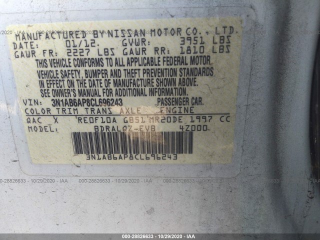 Photo 8 VIN: 3N1AB6AP8CL696243 - NISSAN SENTRA 